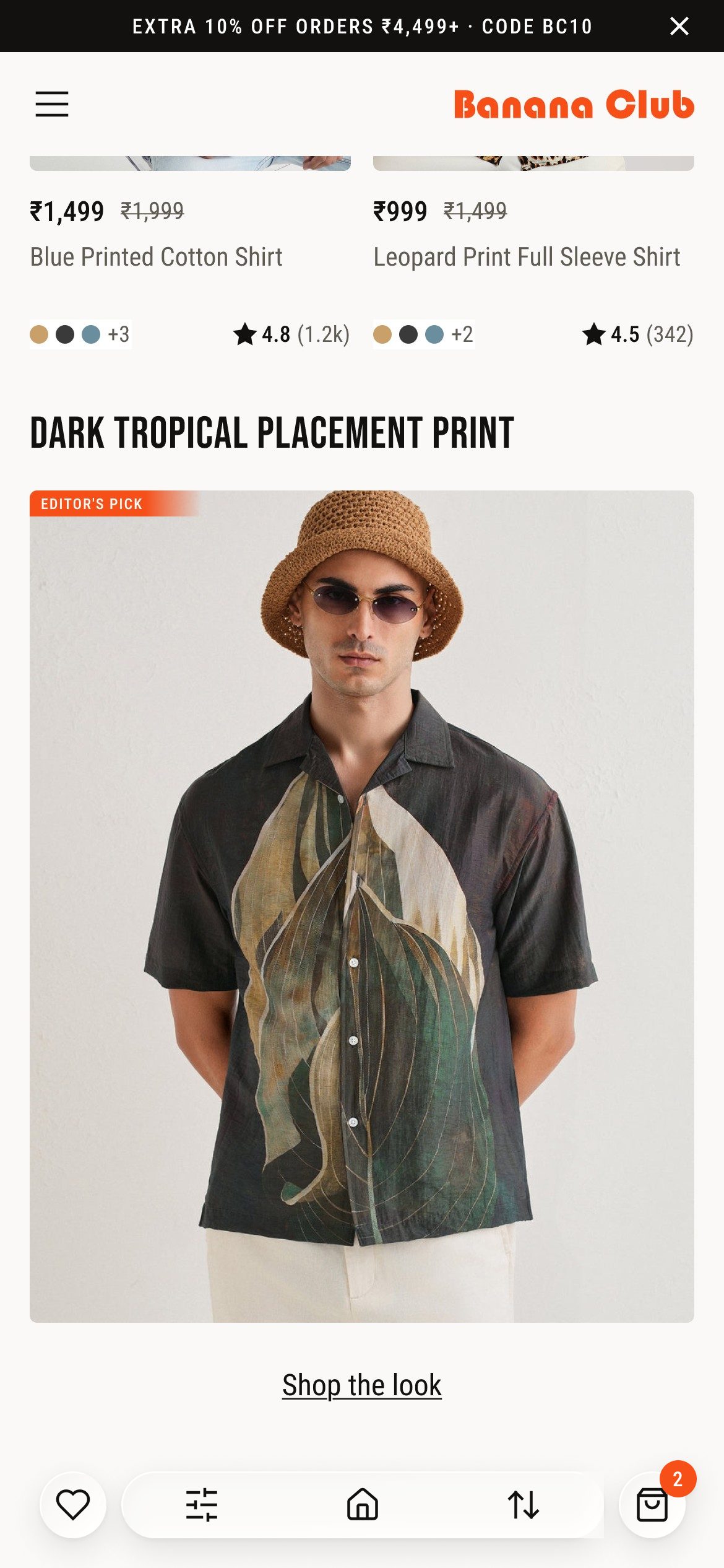 Redesigned shirts list with an Editor's Pick